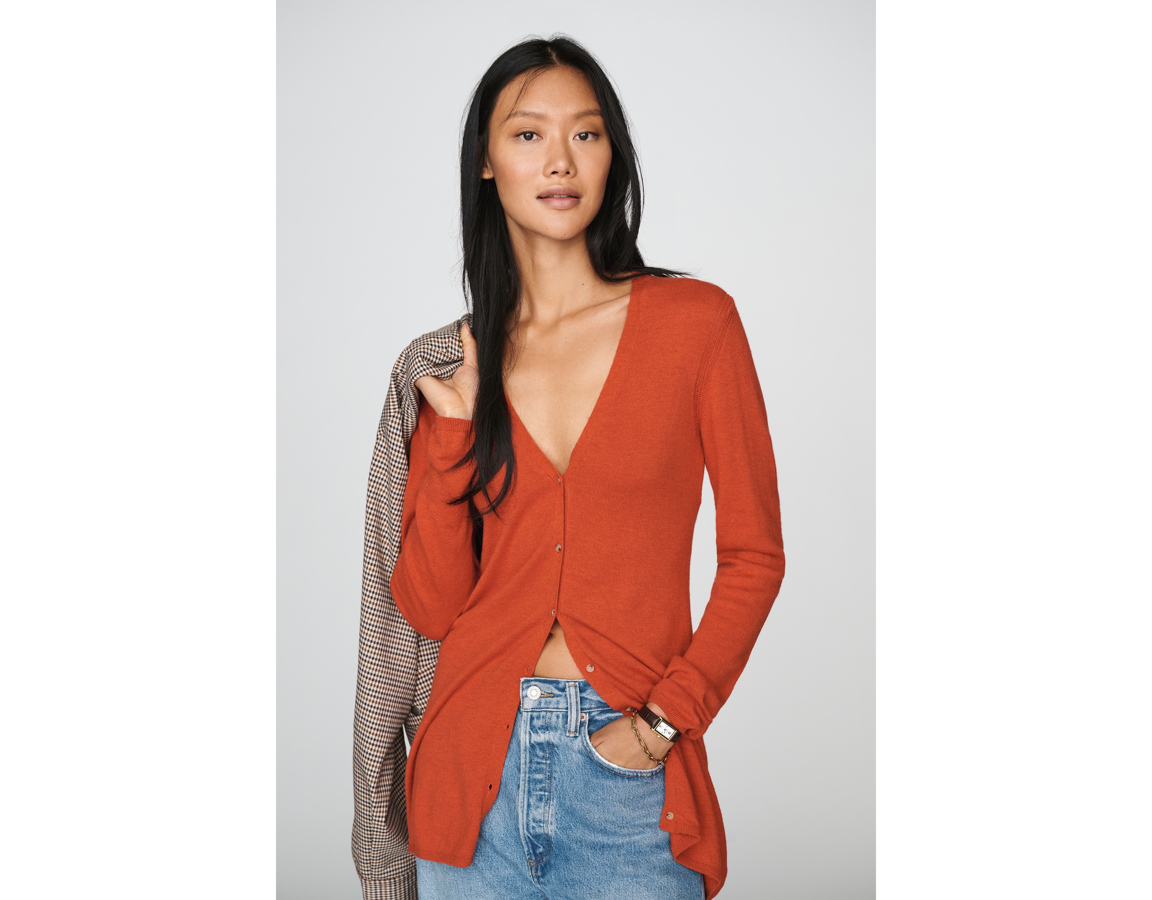 Maeve Deep-V Fitted Cardigan