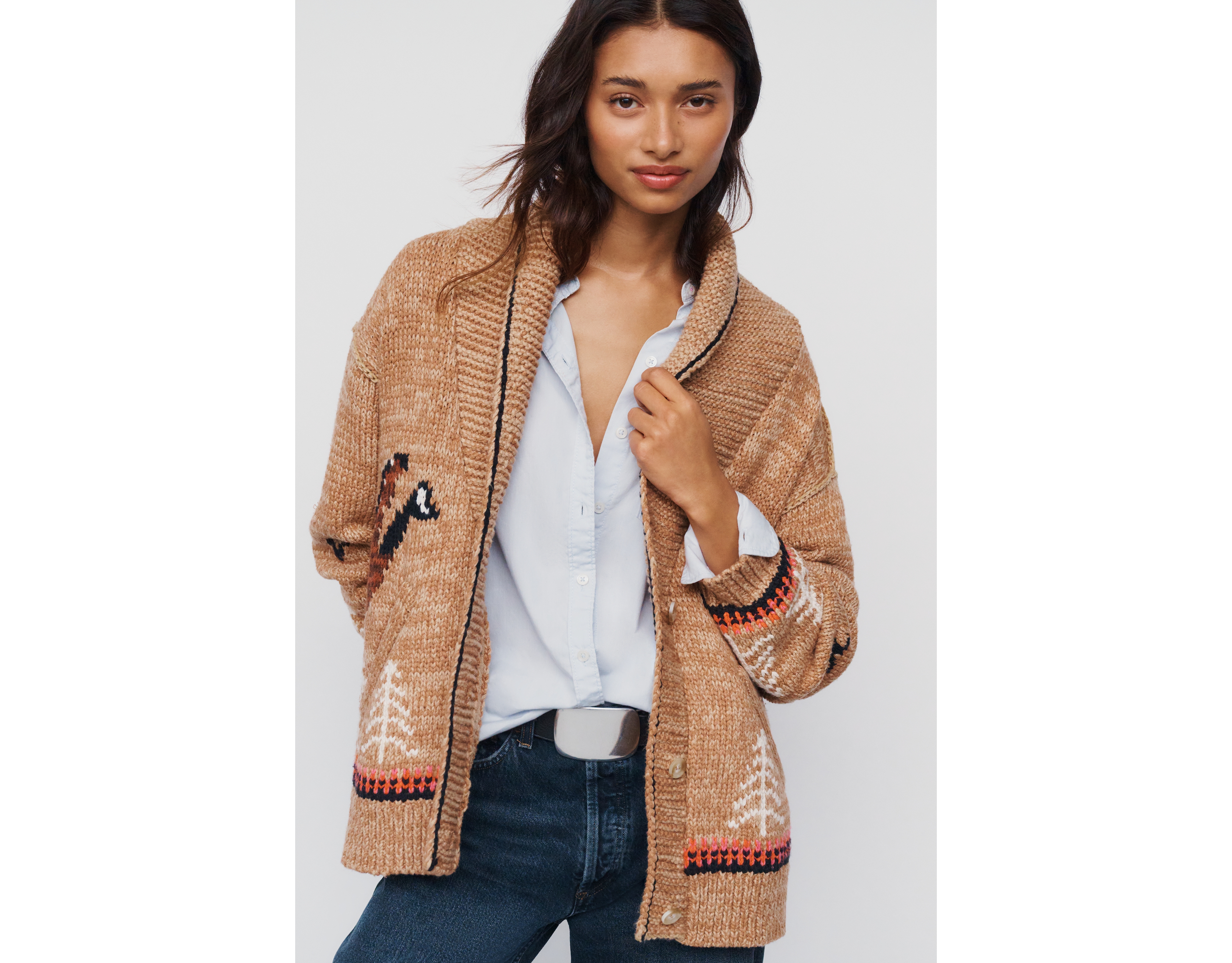 Pilcro Goose Cotton Wool Blend Cardigan