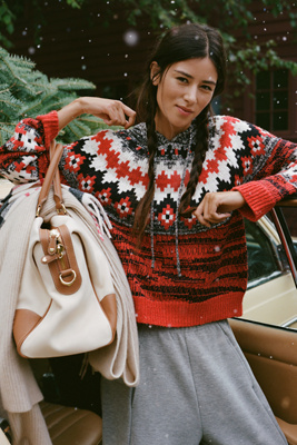 Pilcro Fair Cotton Wool Blend Fair Isle Hooded Sweater by Anthropologie