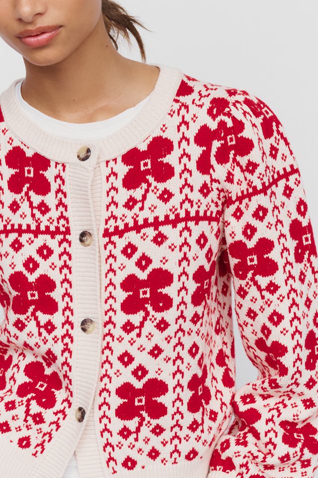Cardigan court en coton-laine à manches bouffantes Maeve #1