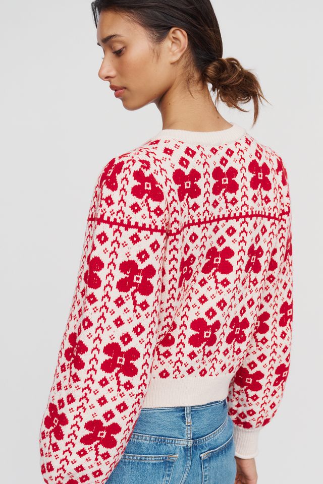 Cardigan court en coton-laine à manches bouffantes Maeve #3
