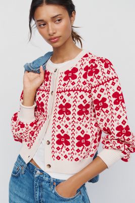 Cardigan Corto in Cotone-Lana con Maniche a Sbuffo Maeve