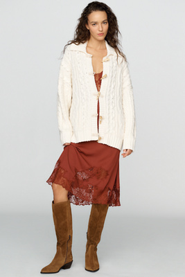 Pilcro Cotton Merino Wool Cable Knit Cardigan by Anthropologie