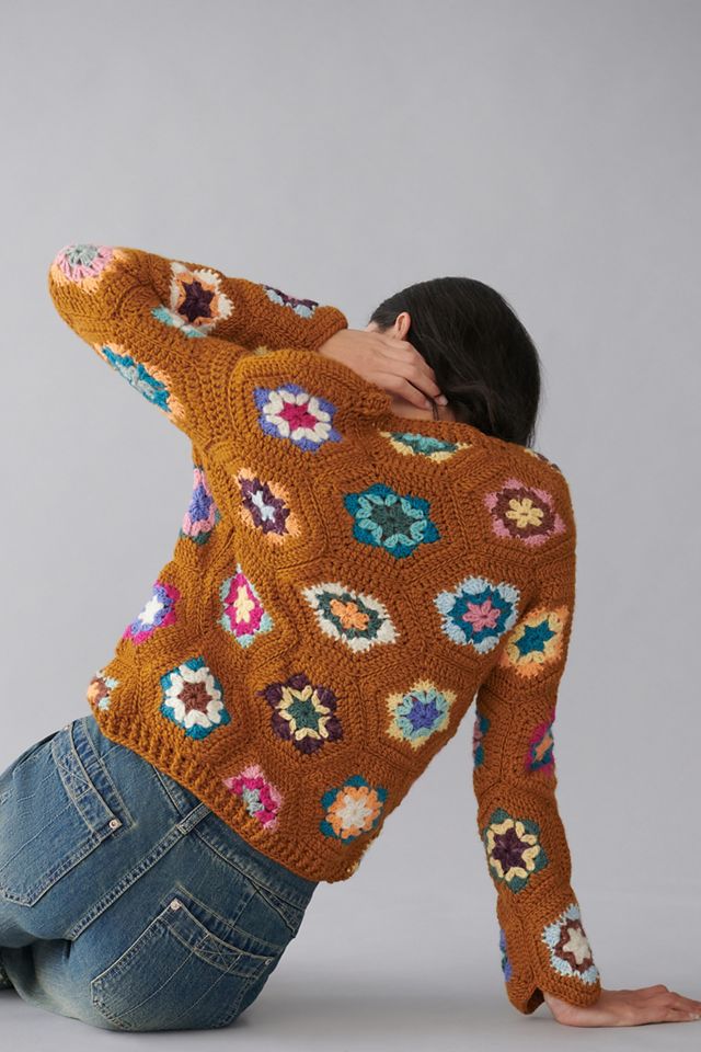 Floral Crochet Wool Cardigan #1