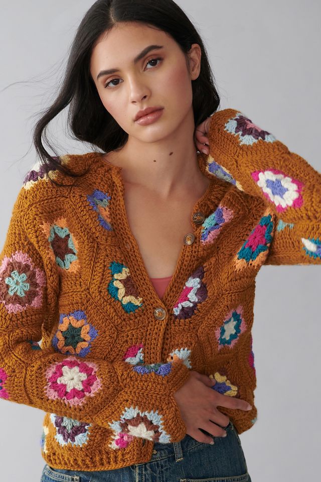 Floral Crochet Wool Cardigan #2