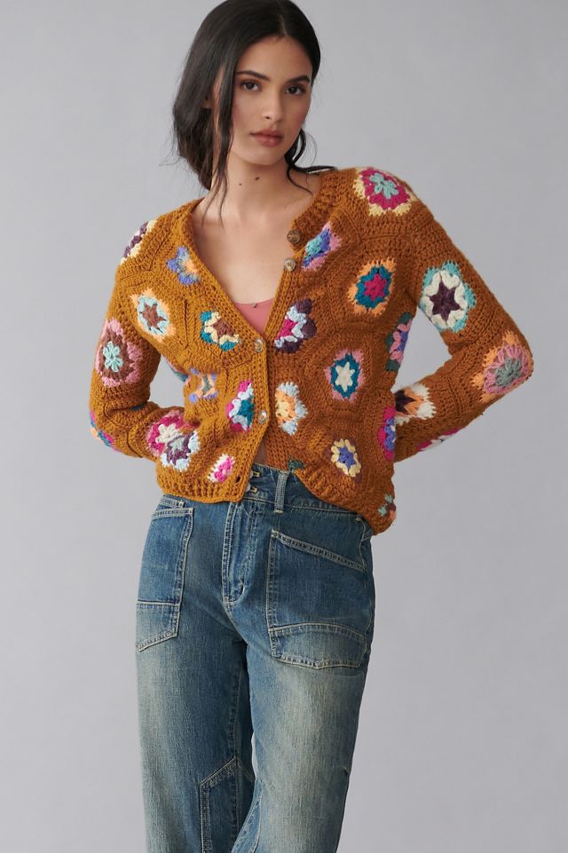 Floral Crochet Wool Cardigan #3