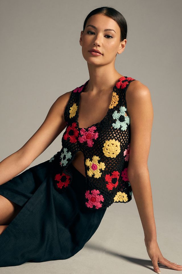 Tach Ashete Floral Crochet Sweater Tank | Anthropologie