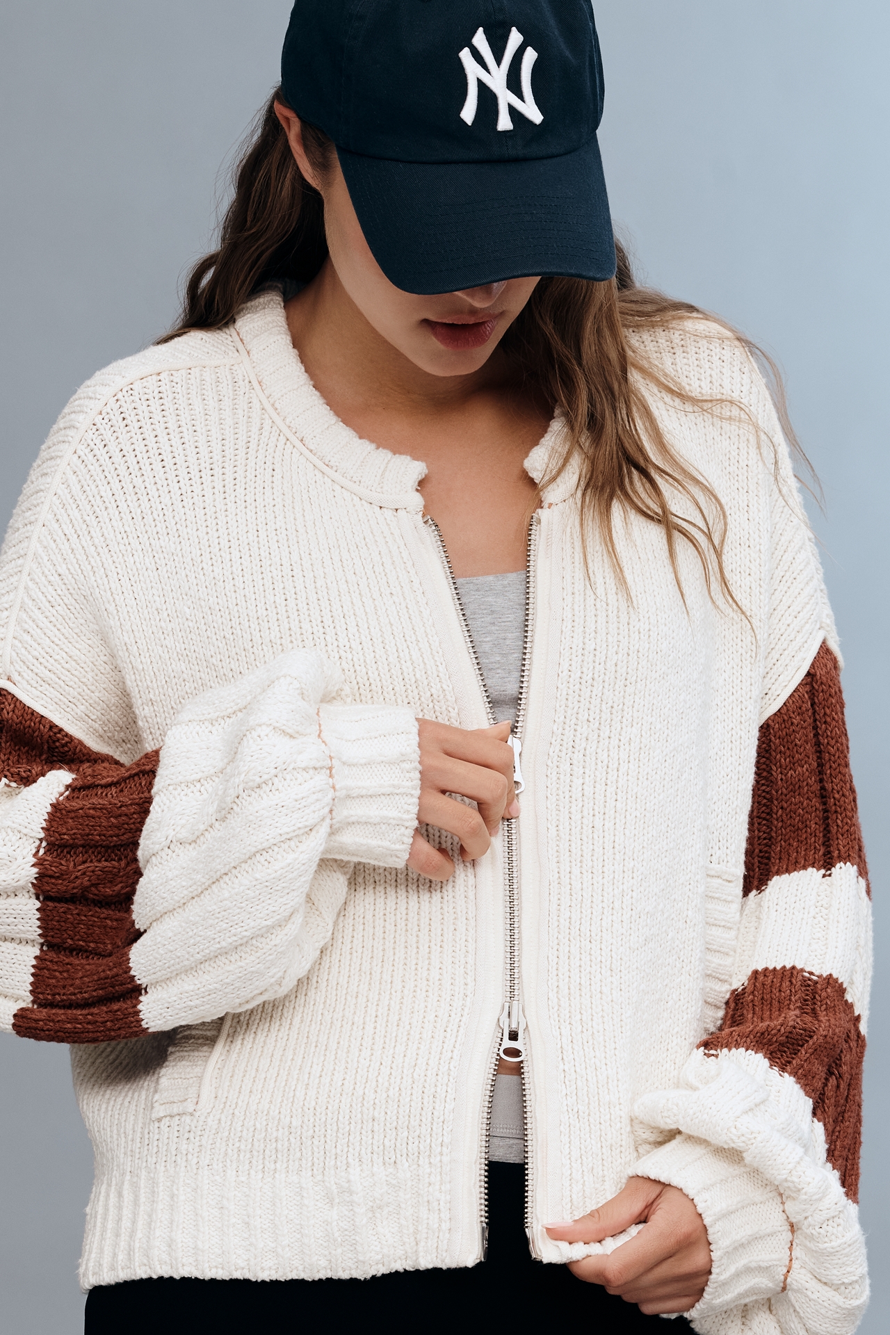 Pilcro Cable-Knit Icon Zip-Up Sweater