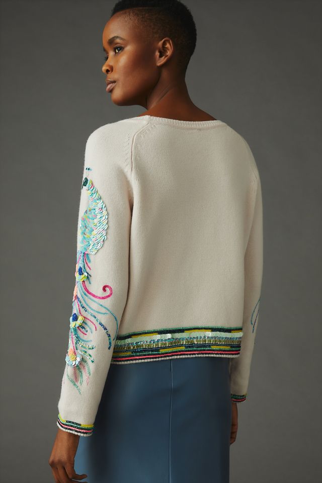 By Anthropologie Embellished Peacock Sweater #2