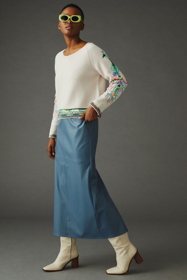By Anthropologie Embellished Peacock Sweater #4