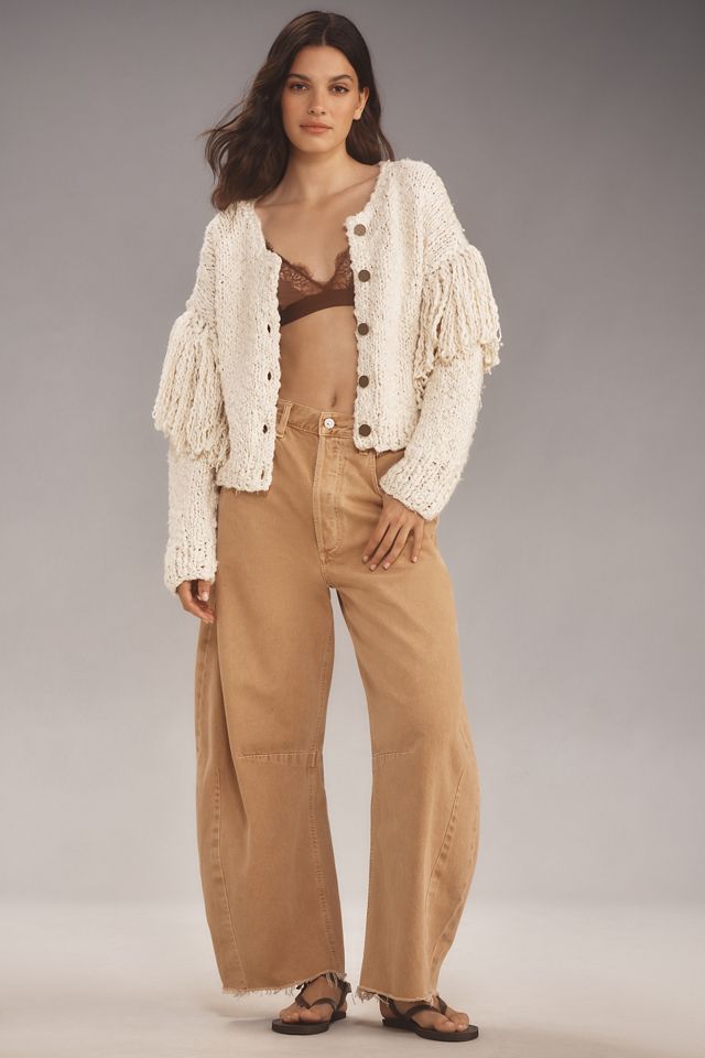 By Anthropologie Chunky Fringe Cardigan Sweater #3