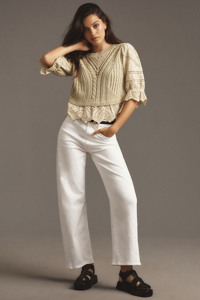 By Anthropologie Short-Sleeve Lace Peplum Sweater | Anthropologie