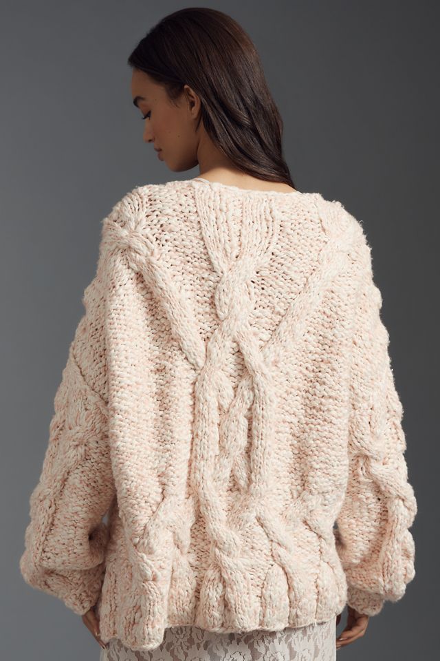 By Anthropologie Chunky Cable-Knit Oversized Cardigan Sweater #1