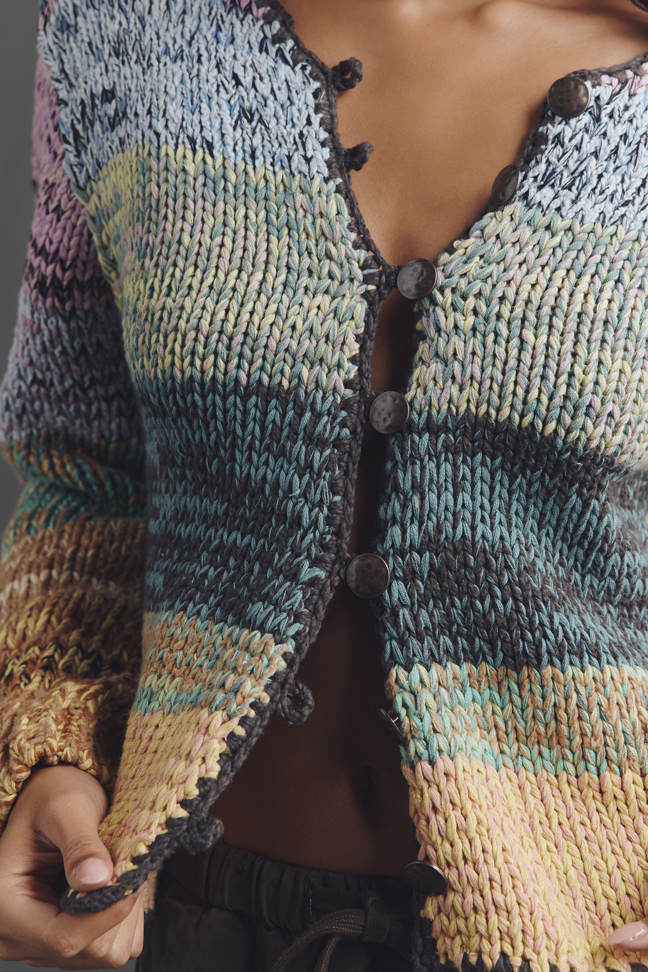 Pilcro Keyhole Long-Sleeve Crew-Neck Sweater