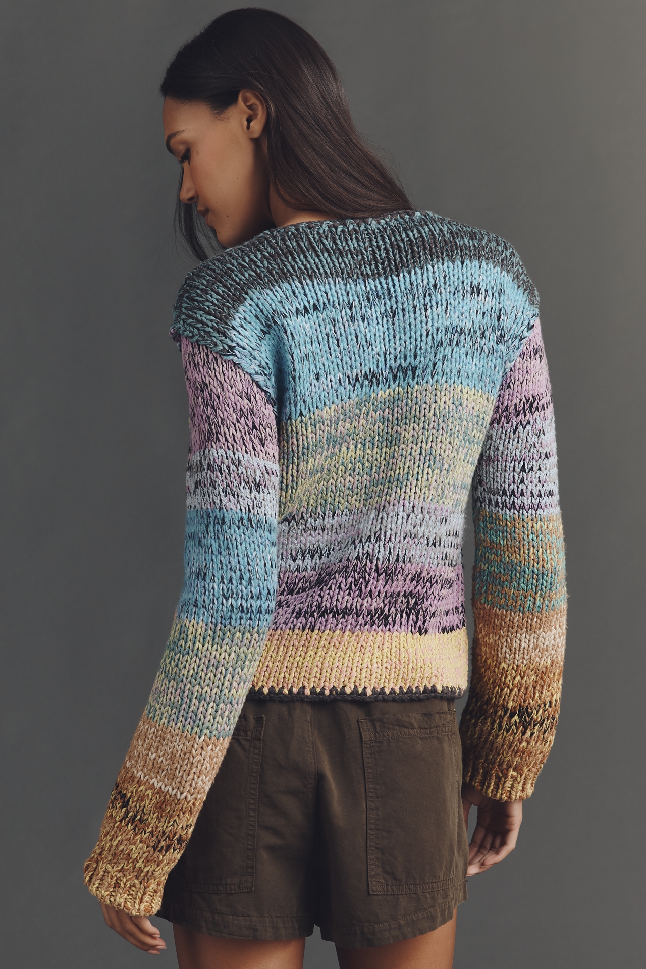 Pilcro Keyhole Long-Sleeve Crew-Neck Sweater