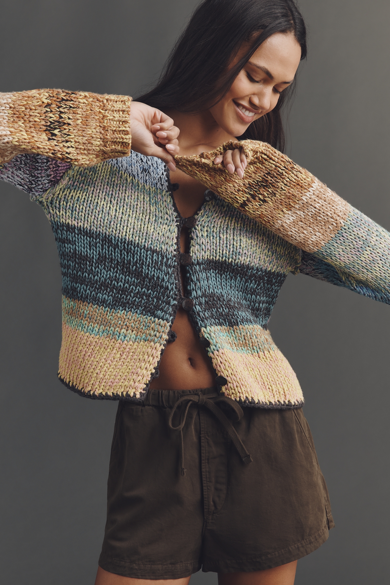 Pilcro Keyhole Long-Sleeve Crew-Neck Sweater