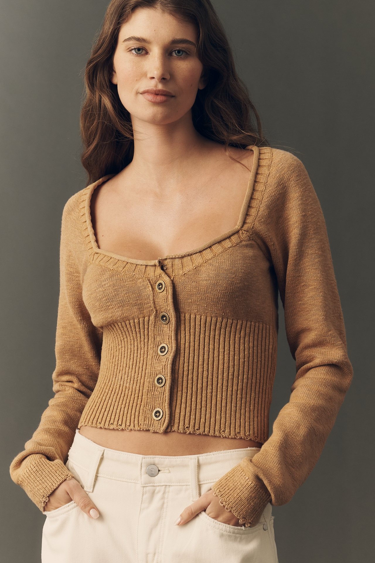 Pilcro 100% Cotton Sweetheart Cardigan