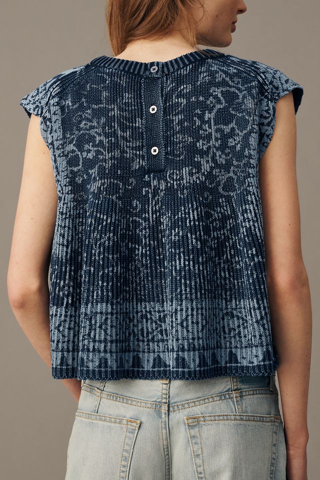 Pilcro Cotton Cap-Sleeve Swing Sweater Top | Anthropologie