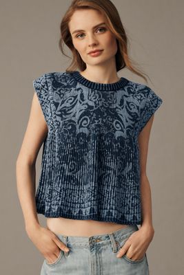 Pilcro 100% Cotton Cap-Sleeve Swing Sweater Top