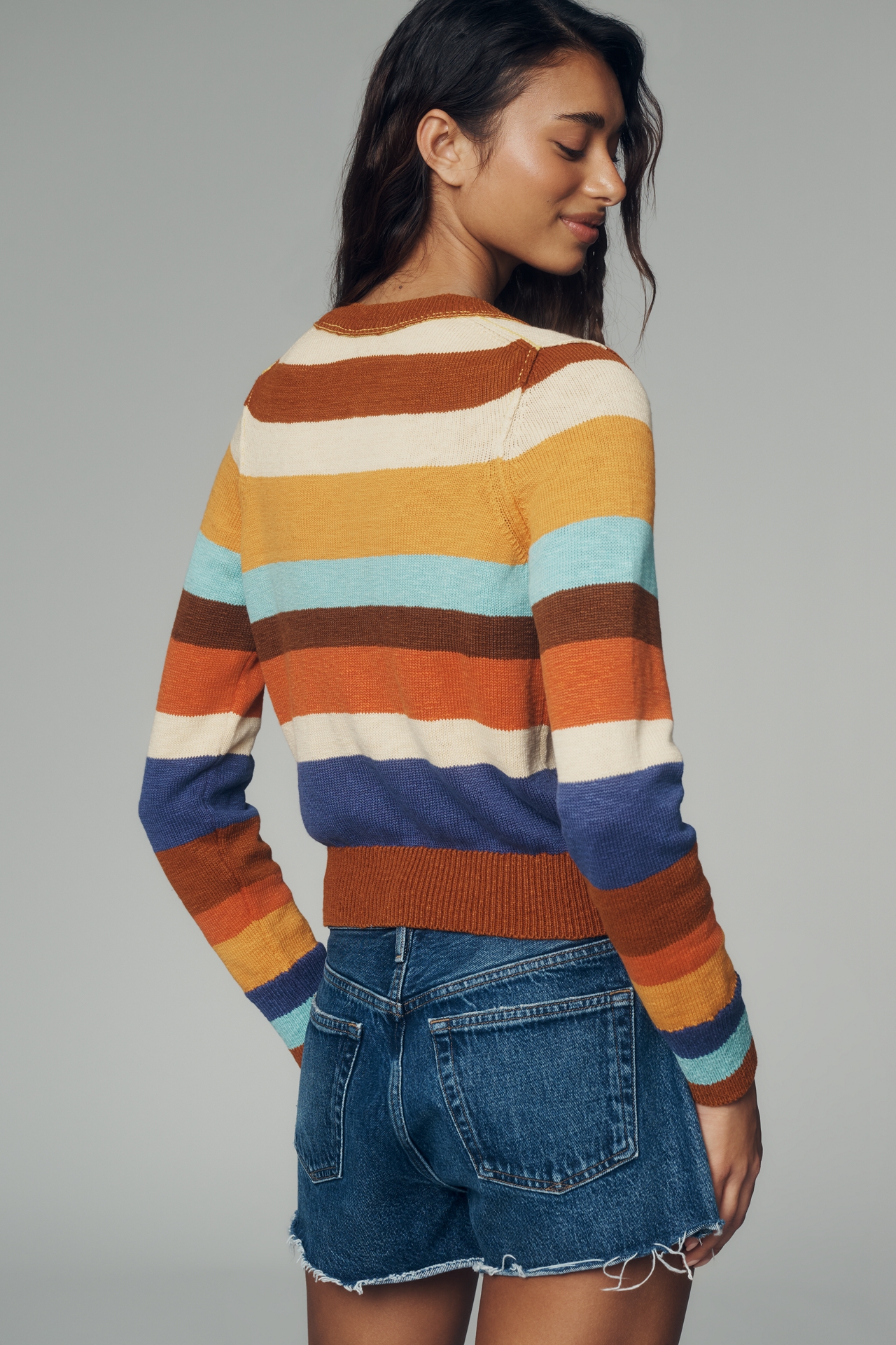 Pilcro Long-Sleeve Crew-Neck Sunshine Cotton Cardigan