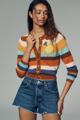 Pilcro Long-Sleeve Crew-Neck Sunshine Cotton Cardigan