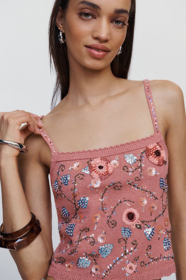 By Anthropologie Embellished Knit Tank #3