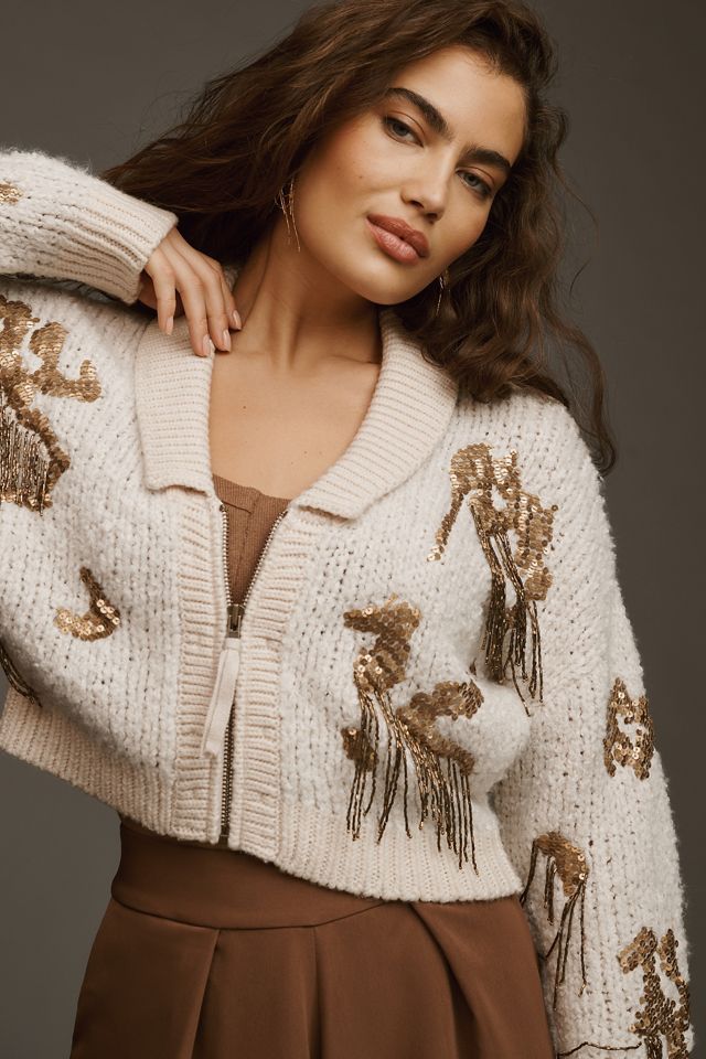 skeleton dance sequin cropped sweater main image 1