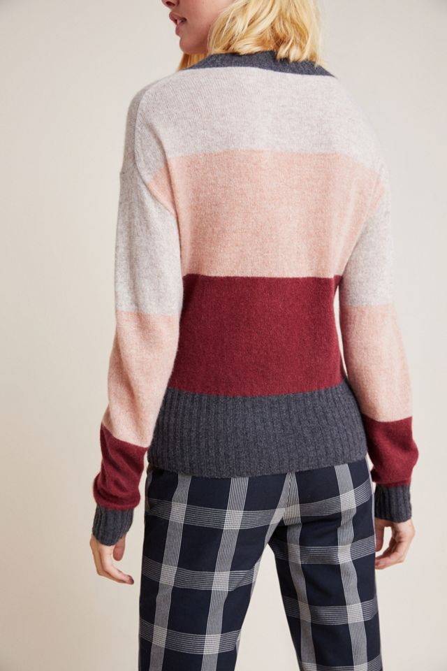 White + Warren Colorblocked Cashmere Pullover #1