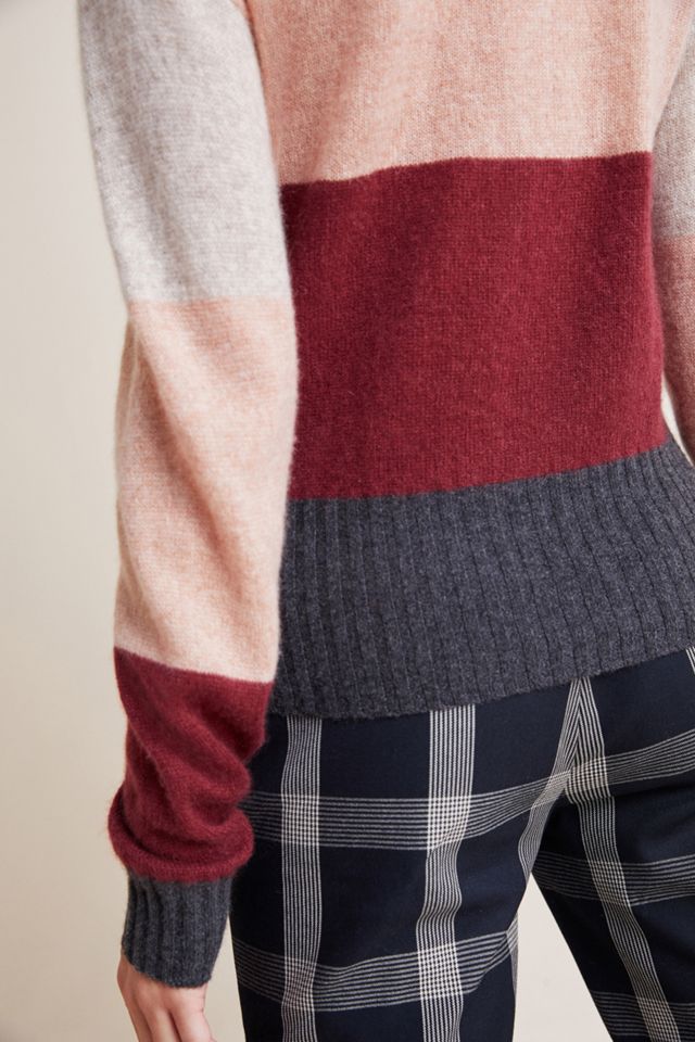 White + Warren Colorblocked Cashmere Pullover #2