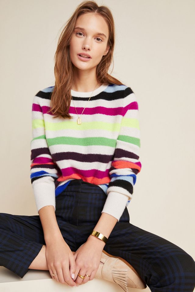 White + Warren Striped Cashmere Sweater | Anthropologie