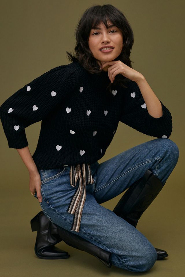 Hearts Mock Neck Sweater Tee #1