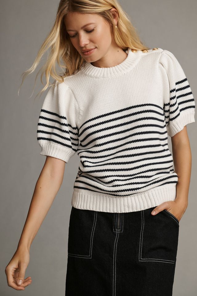 English Factory Puff-Sleeve Striped Sweater #2