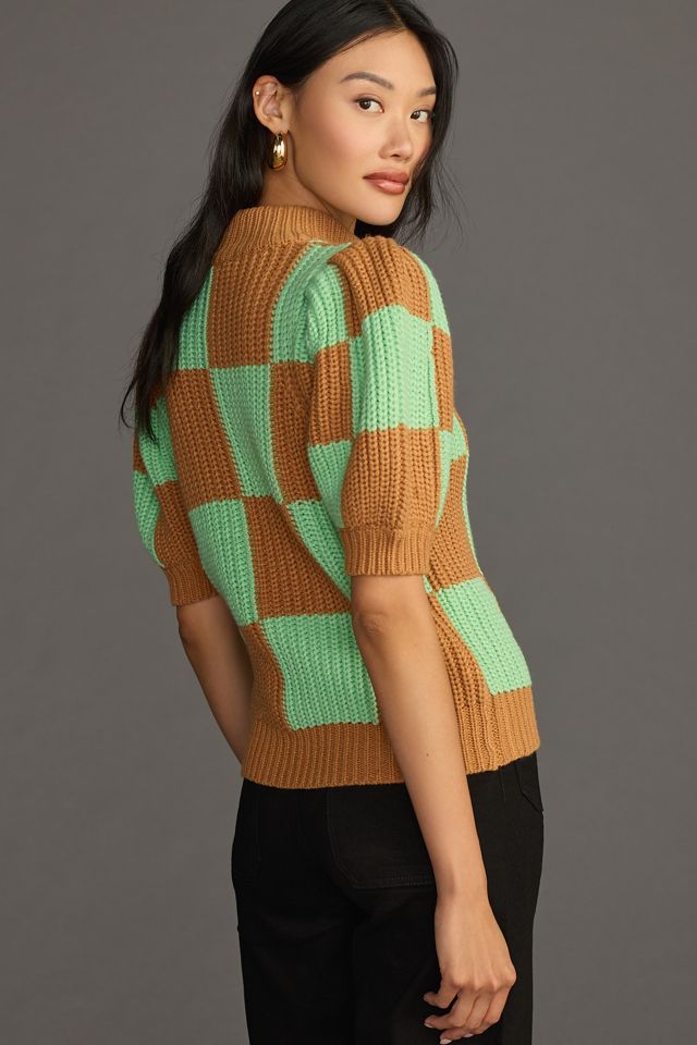 English Factory Short-Sleeve Checkered Sweater #1