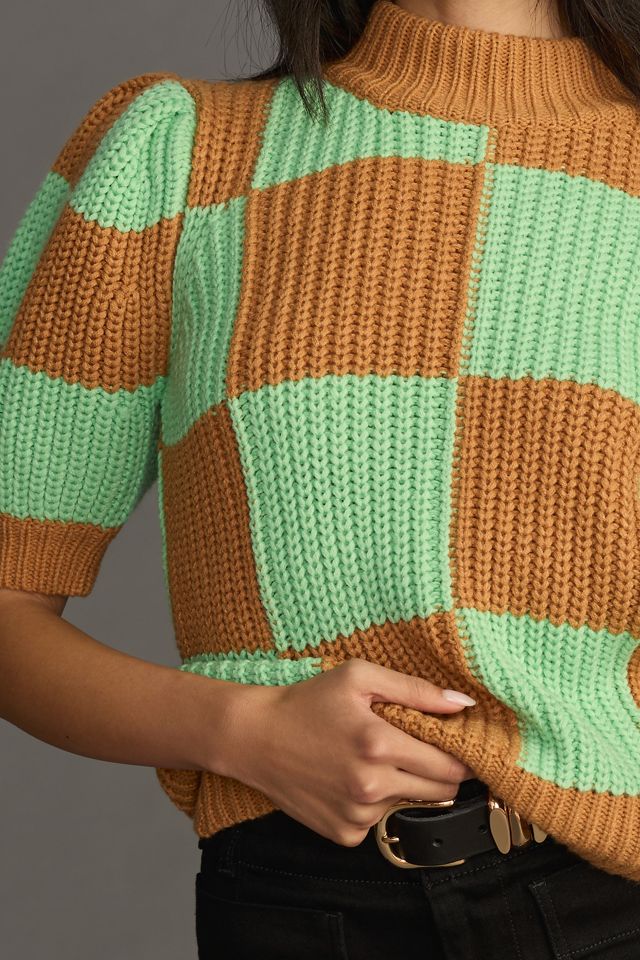 English Factory Short-Sleeve Checkered Sweater #2