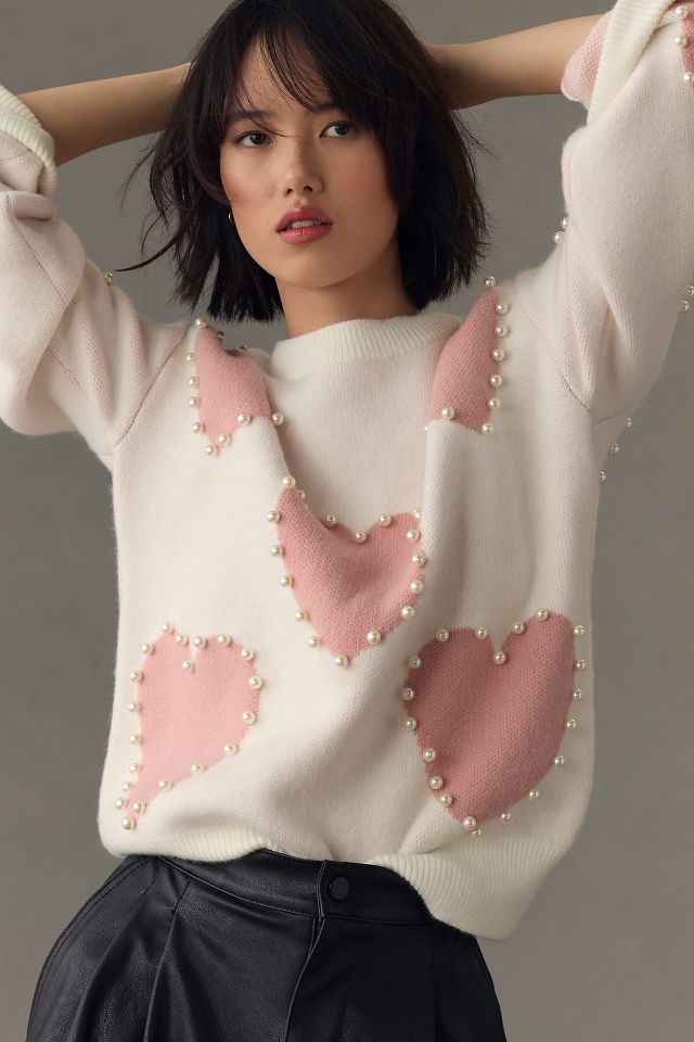 Heart Shape Embroidery Sweater – English Factory