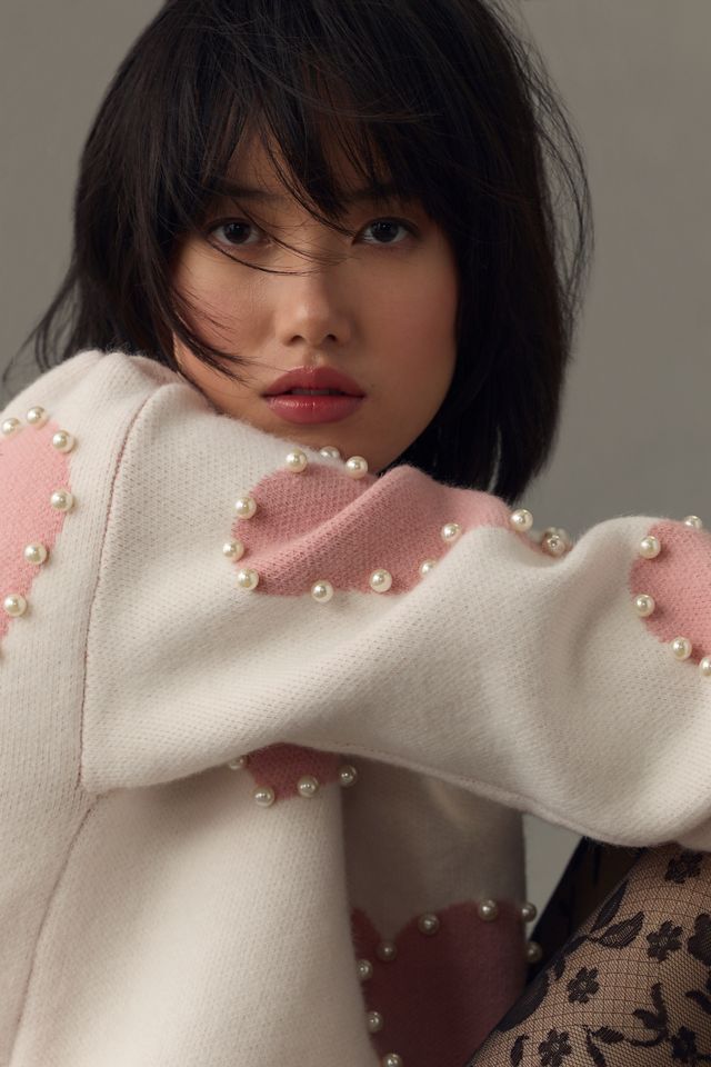 English Factory Pearl Heart Sweater #3