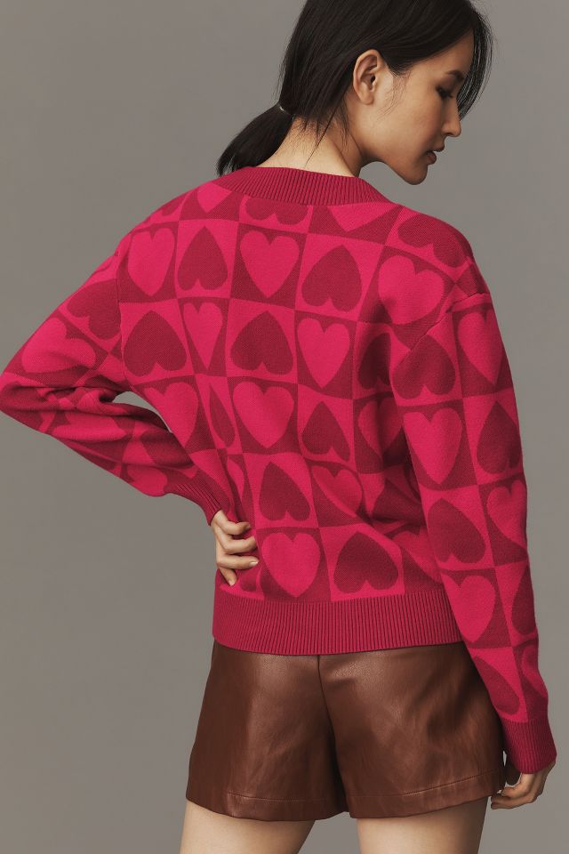 Hot Pink Red Checkered Heart Detail Sweater *FINAL SALE* – Shop Style Your  Senses