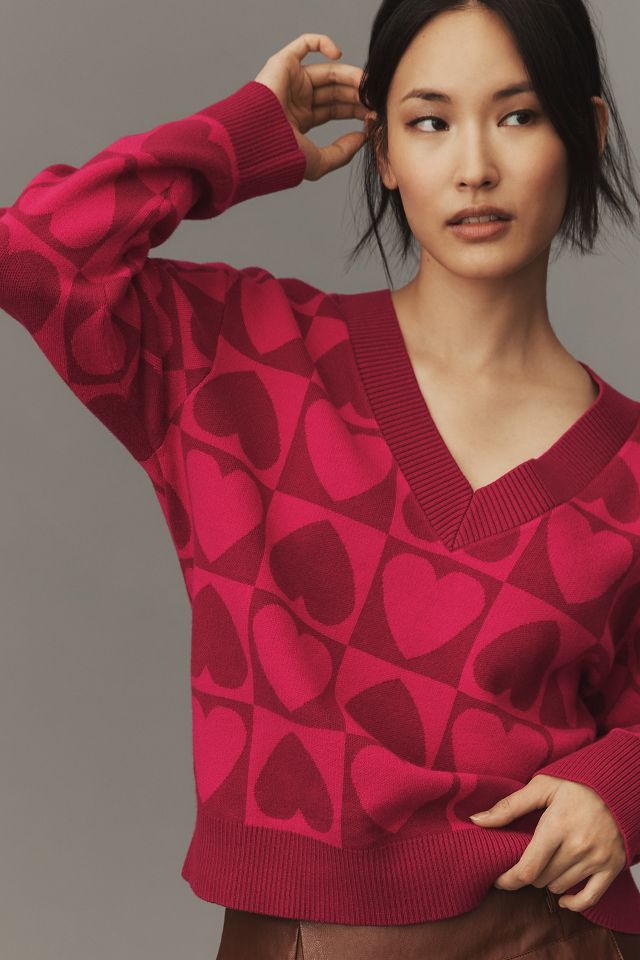 Hot Pink Red Checkered Heart Detail Sweater *FINAL SALE* – Shop Style Your  Senses