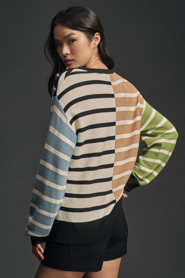 English Factory Shoulder-Button Striped Sweater #1