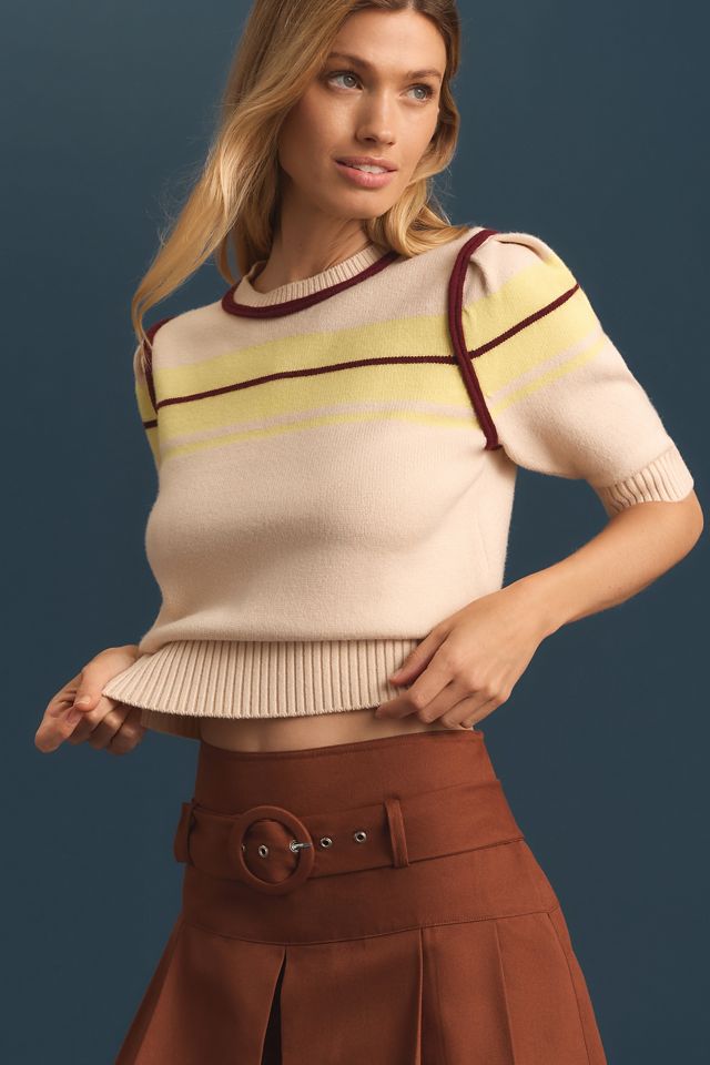 English Factory Puff-Sleeve Striped Sweater #1