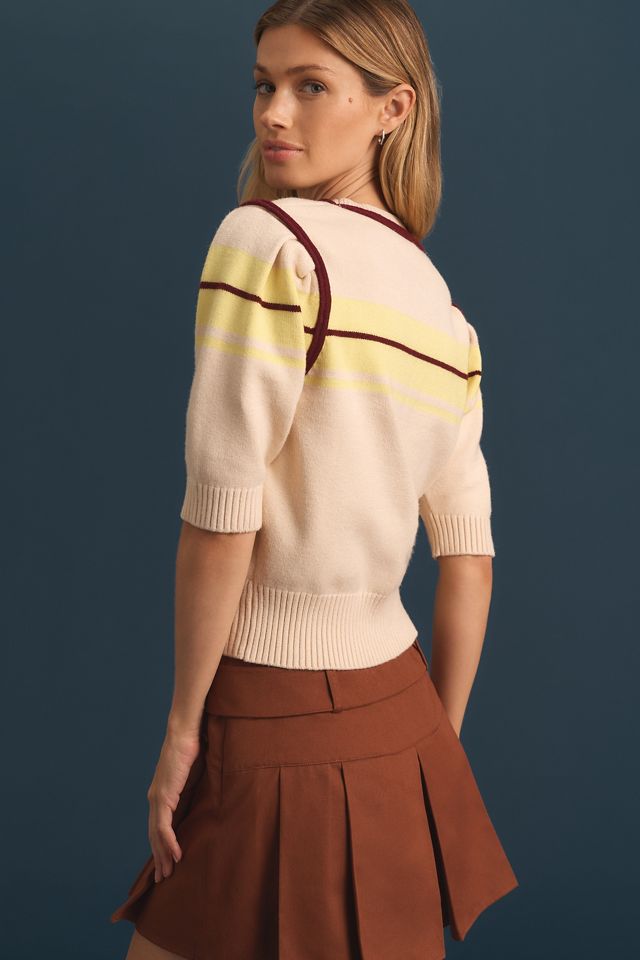 English Factory Puff-Sleeve Striped Sweater #2