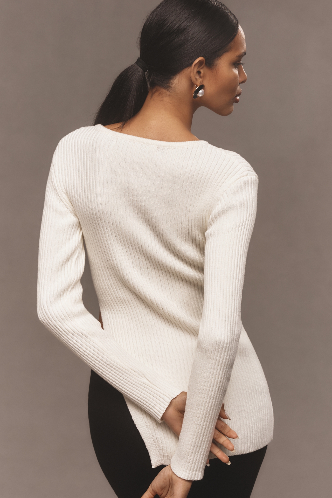 Endless Rose Asymmetrical Side-Slit Sweater