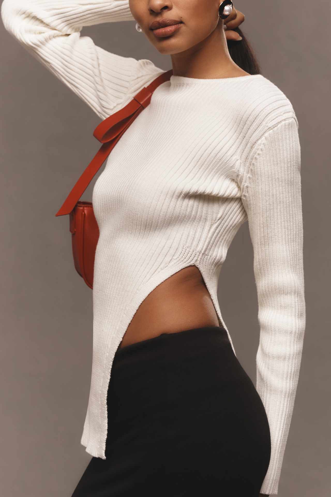 Endless Rose Asymmetrical Side-Slit Sweater