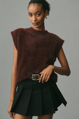 English Factory Feather Plush Knit Sweater Vest | Anthropologie