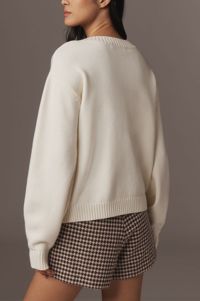English Factory Ruffle-Trim Cardigan Sweater #1