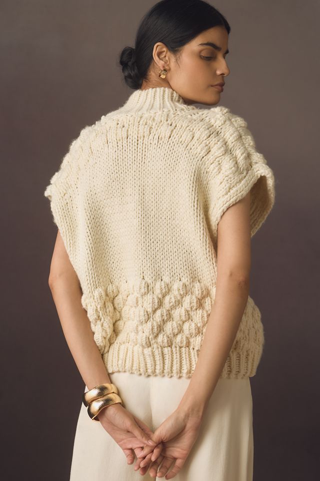 English Factory Sleeveless Mock-Neck Bubble-Knit Sweater #2