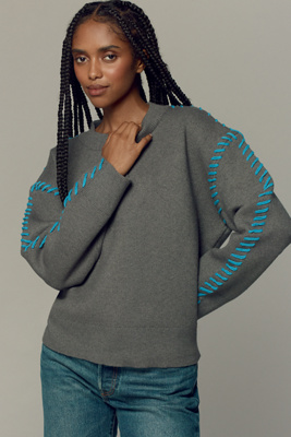English Factory Mock-neck Whipstitch Sweater In Multicolor