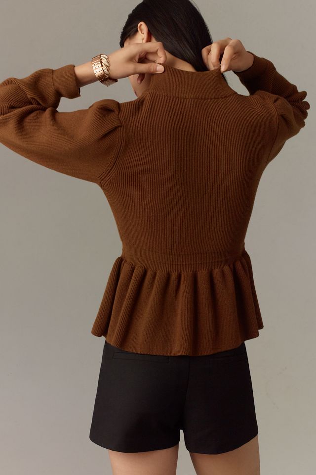 English Factory Mock-Neck Peplum Sweater #1