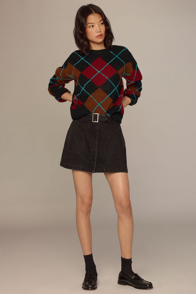 English Factory Fuzzy Argyle Crew-Neck Sweater #2