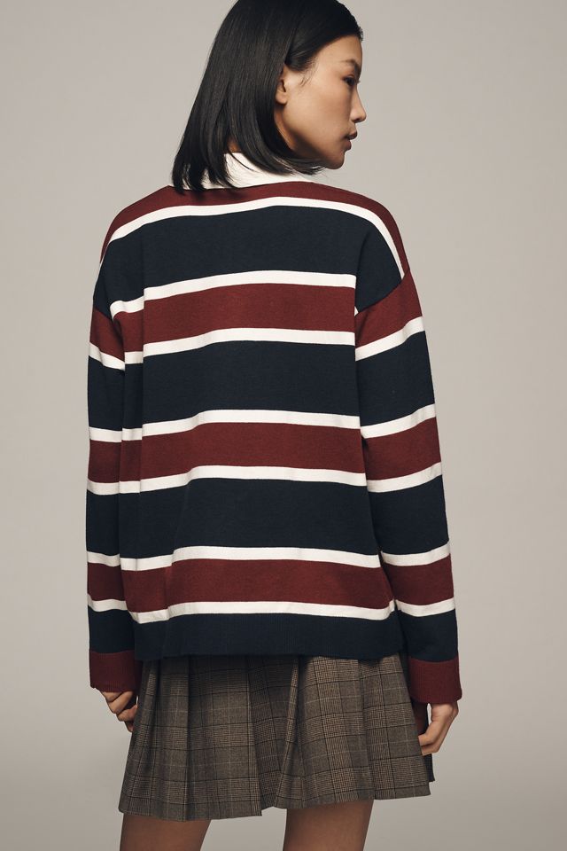 Grey Lab Striped Polo Sweater #1
